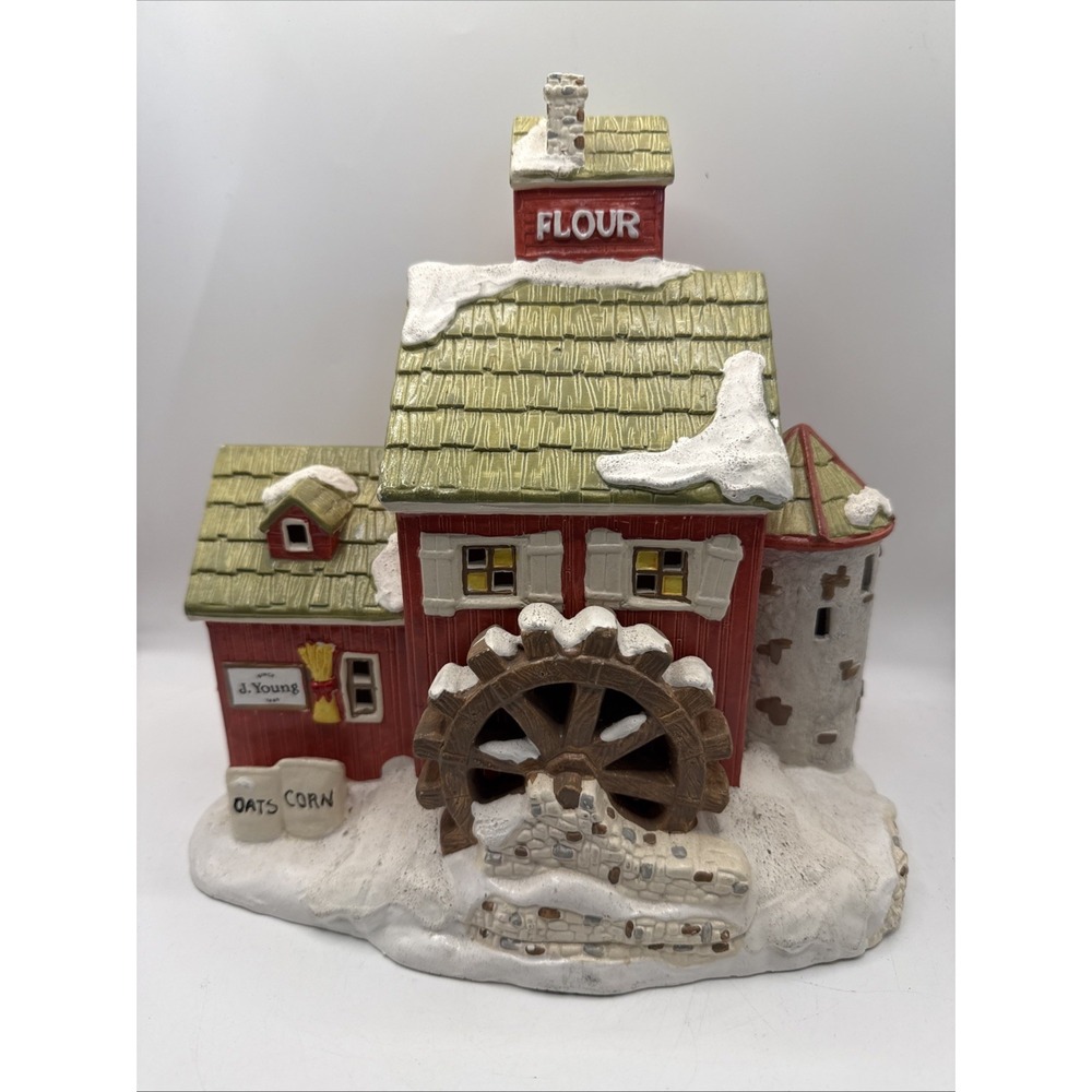 Snow Village J. YOUNG's GRANARY 1989 Farm Barn Flour Mill  51497